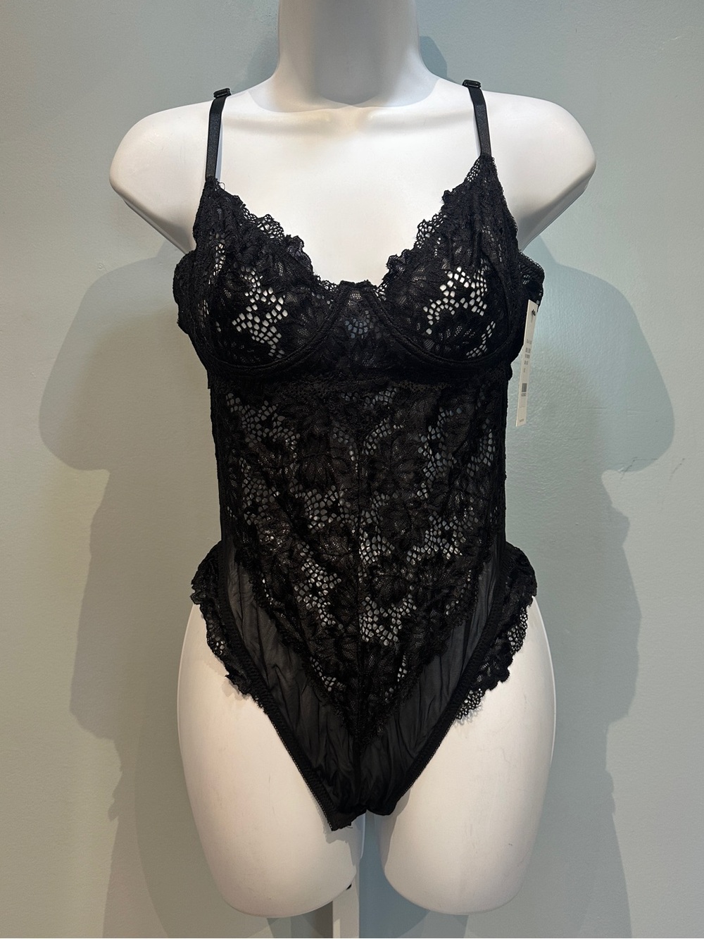 Oh La La Cheri Paris Lingerie Bodysuit Black Large New with Tags